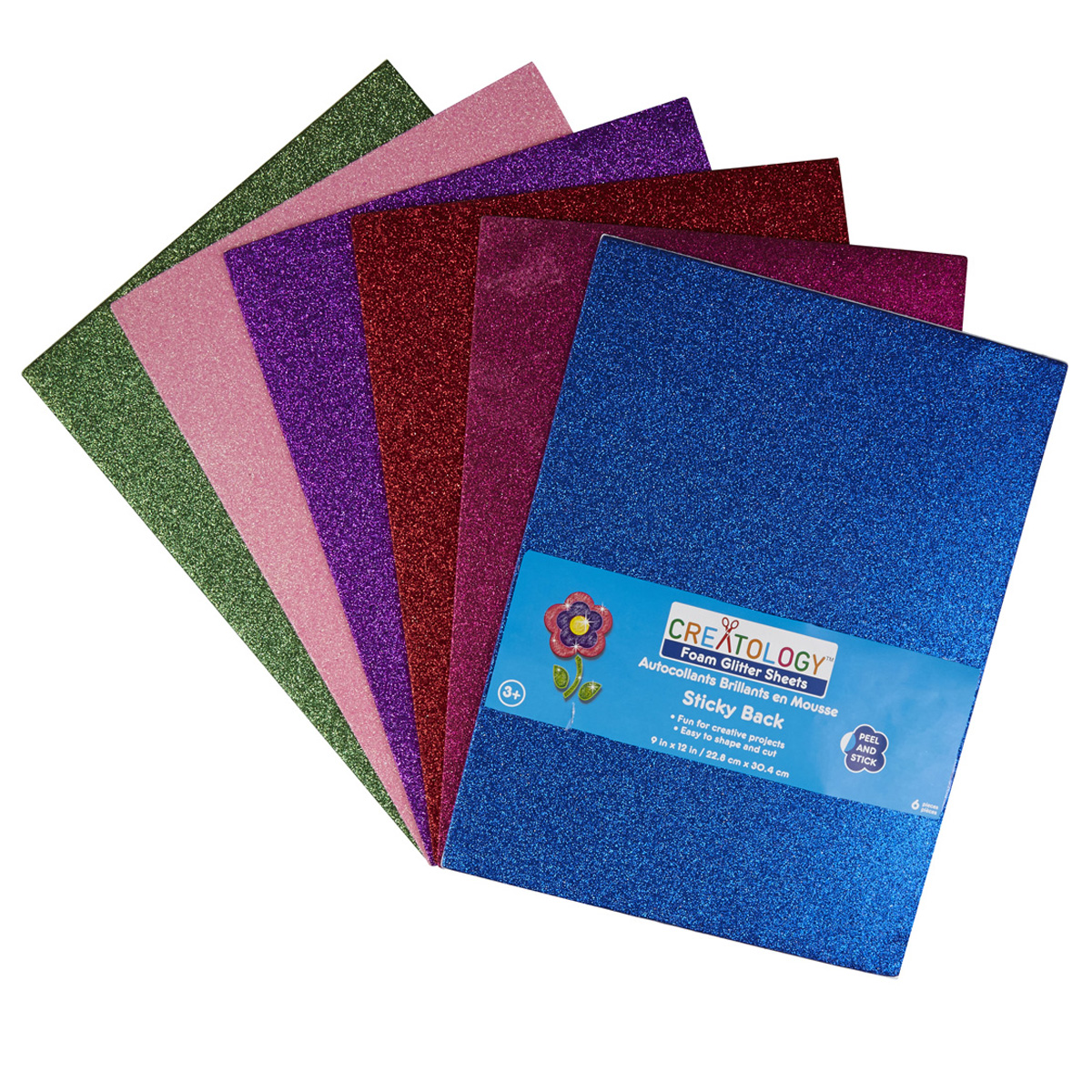 Creatology™ Adhesive Foam Glitter Sheets, 9" x 12"