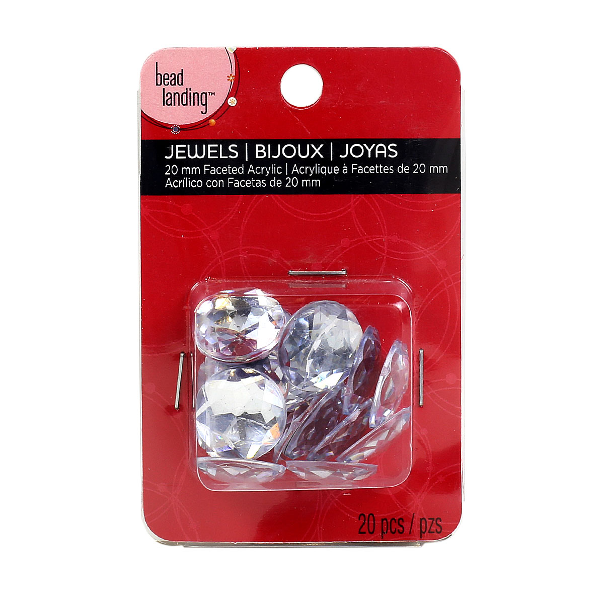 Bead Landing Clear Round Acrylic Jewels, 20 mm