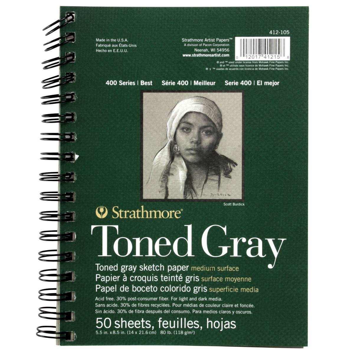 Strathmore 400 Series Toned Gray Sketch Pad, 5.5" x 8.5"