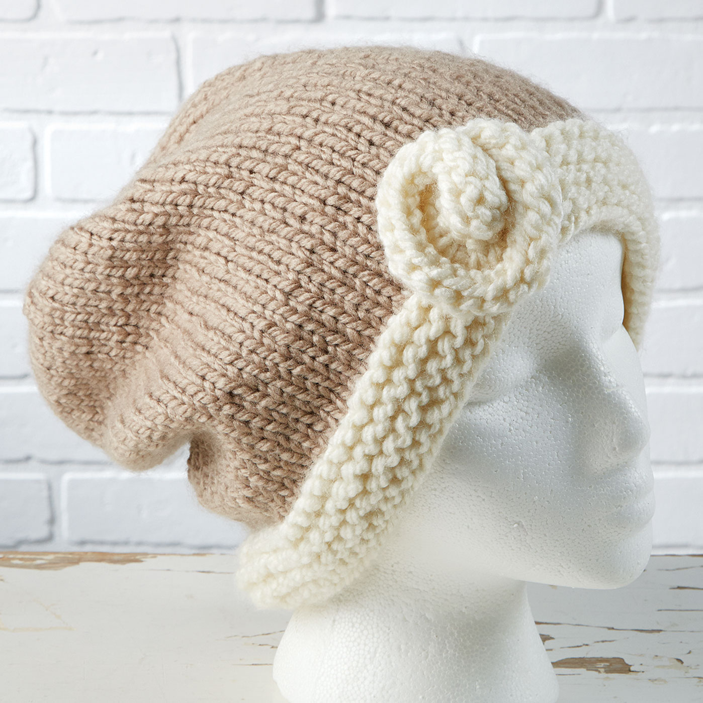 Loops & Threads® Charisma™ Flower Accent Slouchy Hat (Knit)
