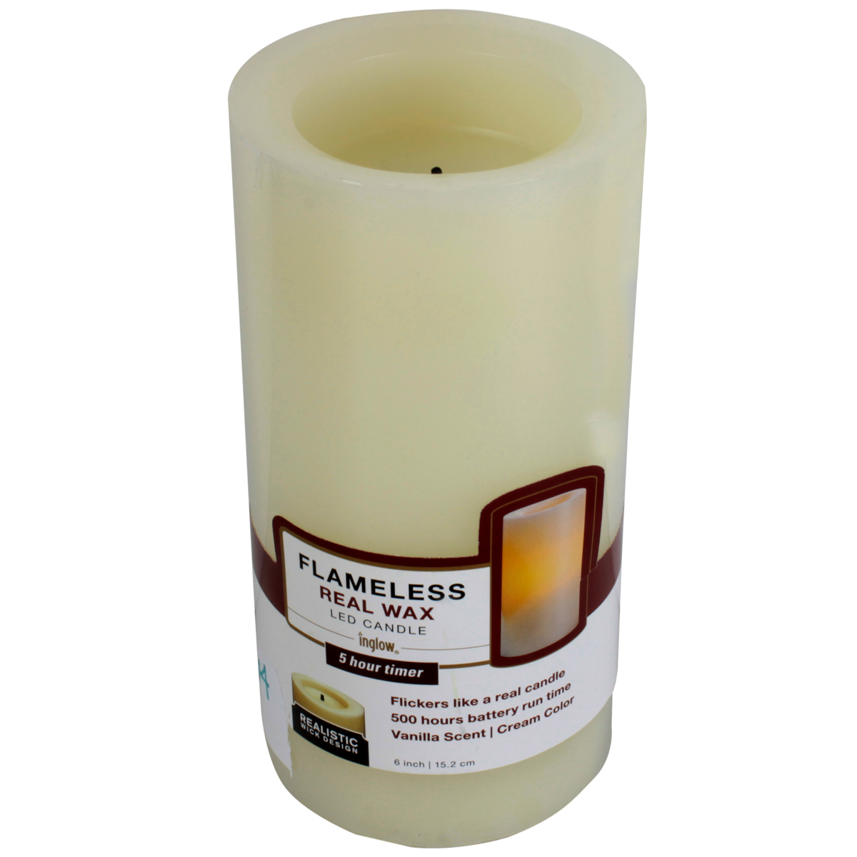 Inglow® Flameless Real Wax LED Pillar Candle, 3" x 6"