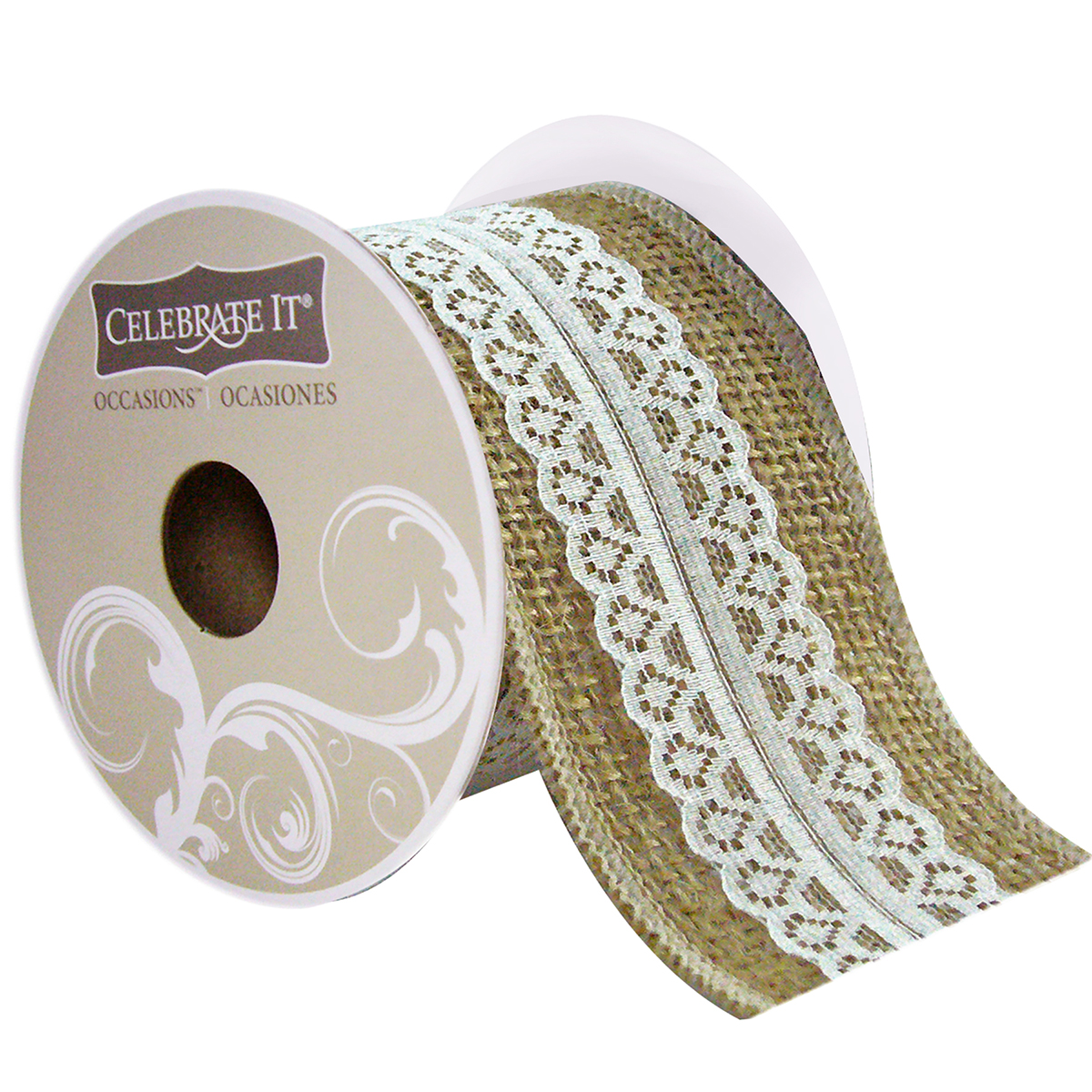 2" Burlap & Floral Lace Ribbon by Celebrate It® Occasions™