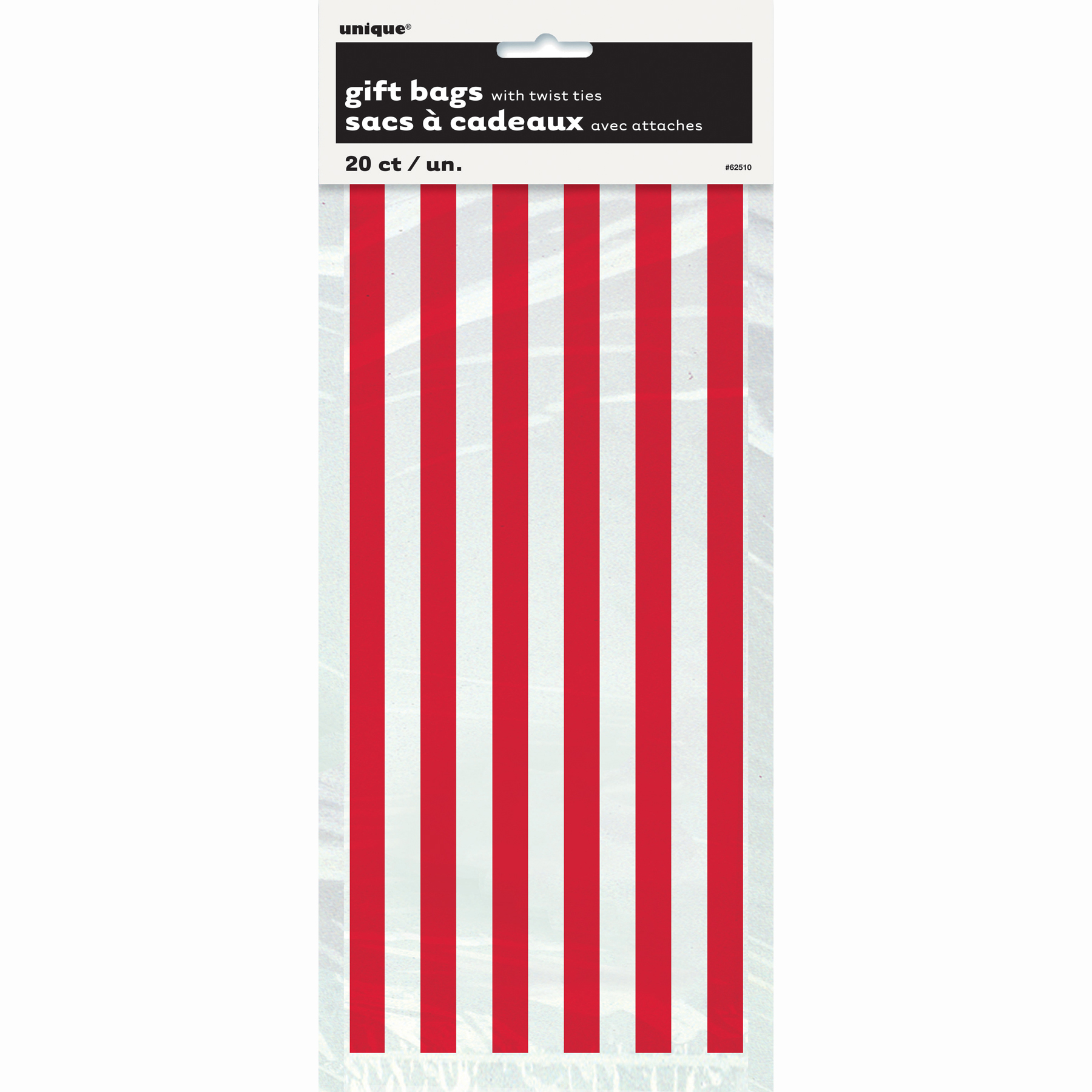 Red Striped Cellophane Bags, 20ct