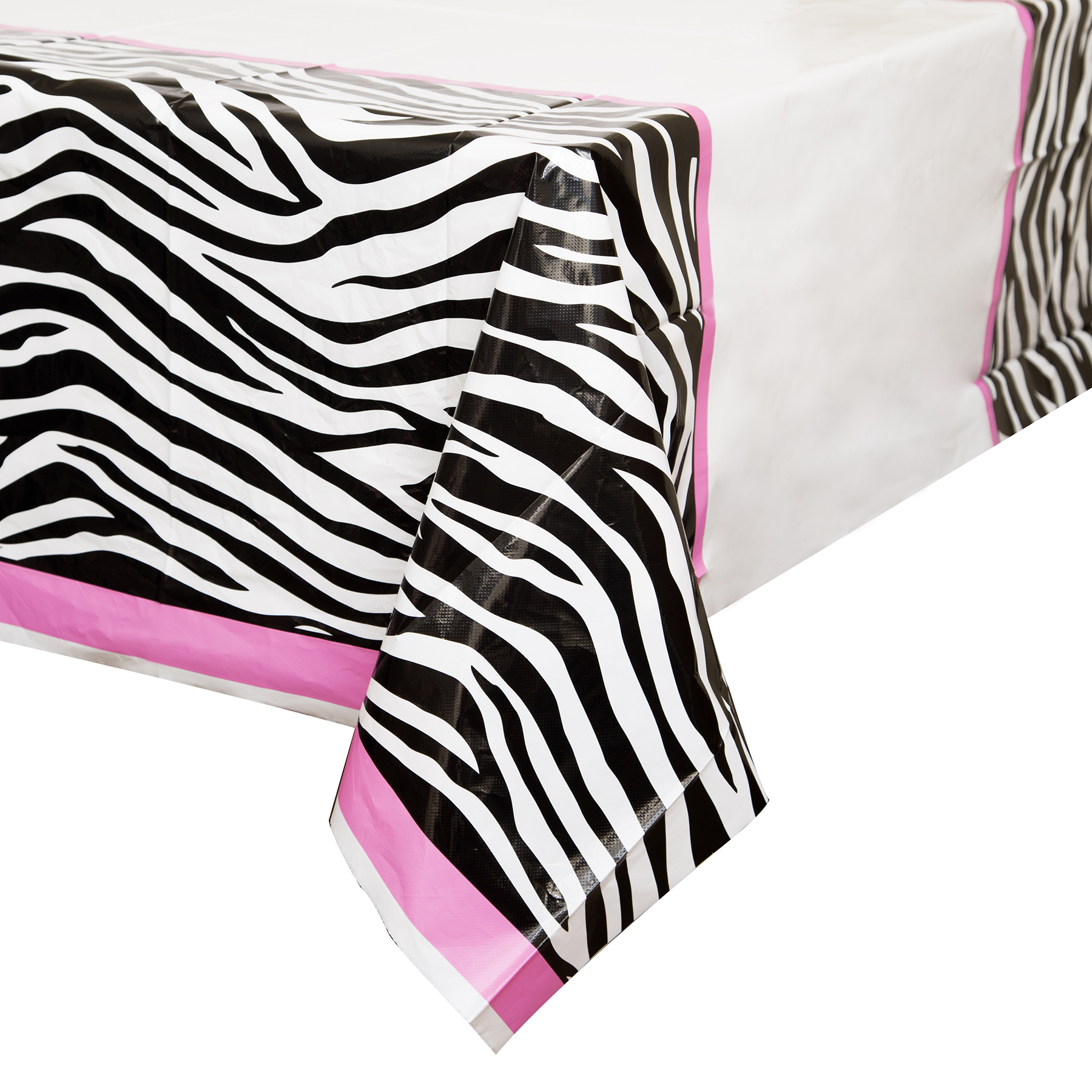 Plastic Zebra Print Table Cover, 84" x 54"