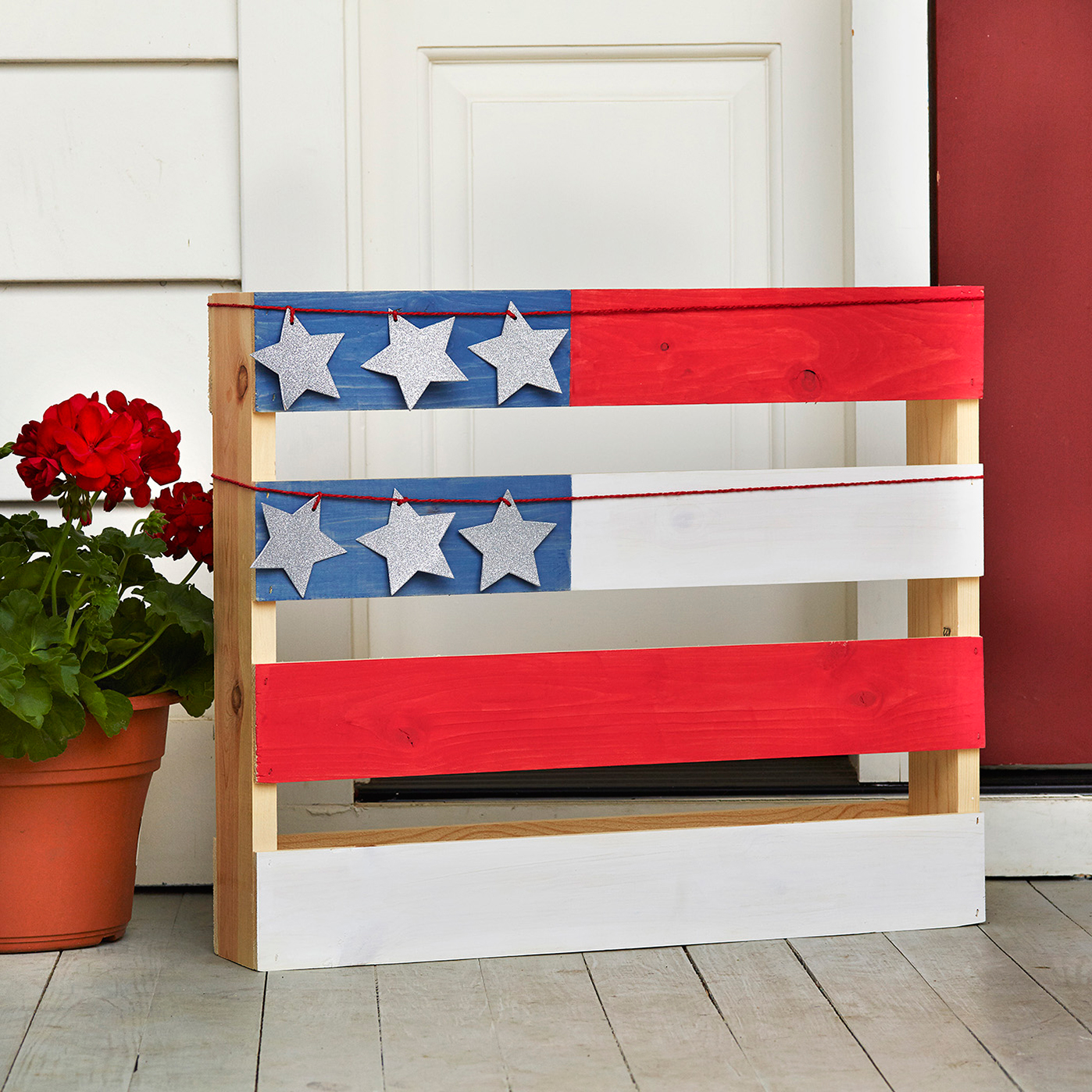 Red, White & Blue Flag Painted Wood Pallet