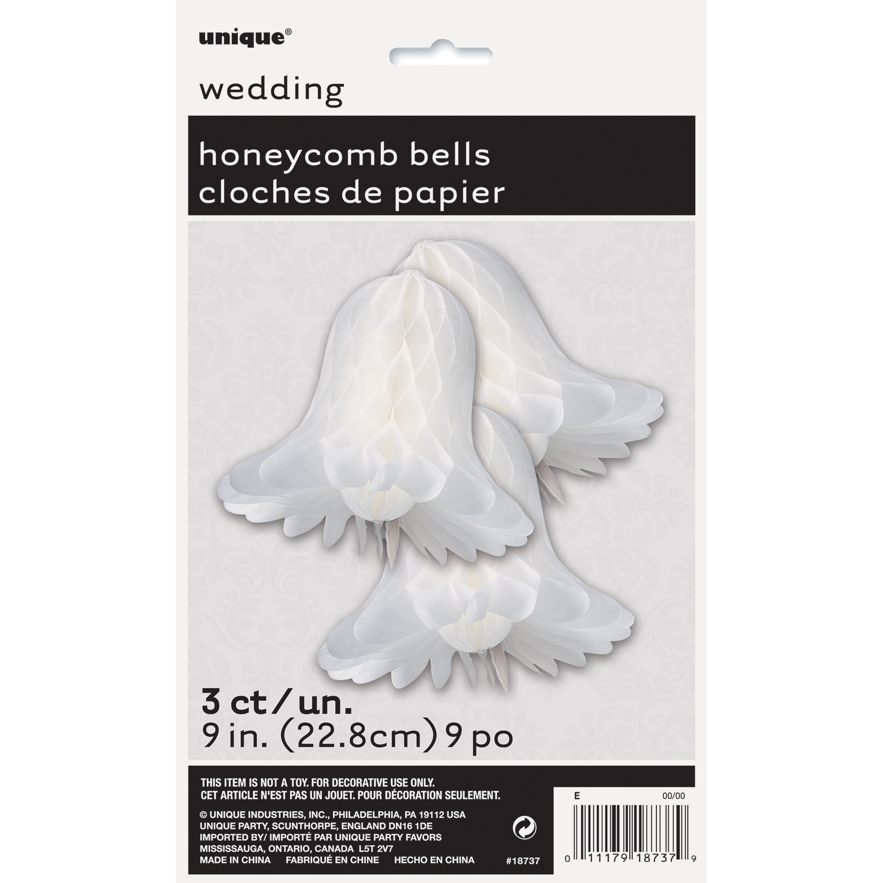9'' Wedding Bell Decorations, 3ct