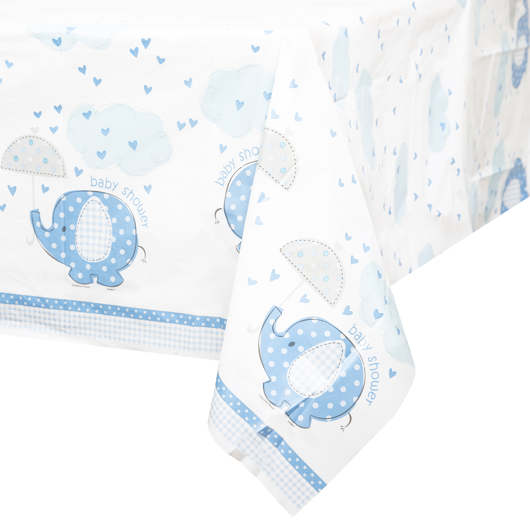 Plastic Blue Elephant Baby Shower Table Cover, 84" x 54"