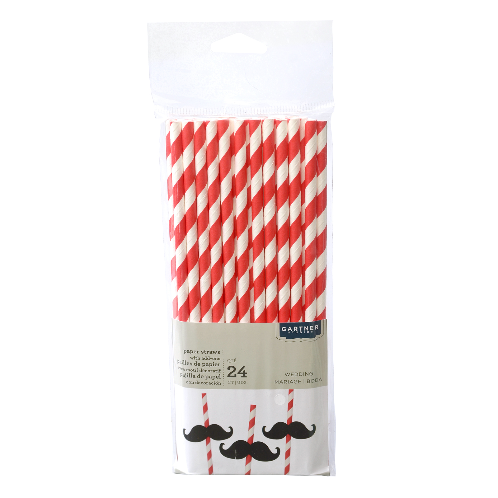 Gartner Studios Striped Paper Straws, Red Stripe