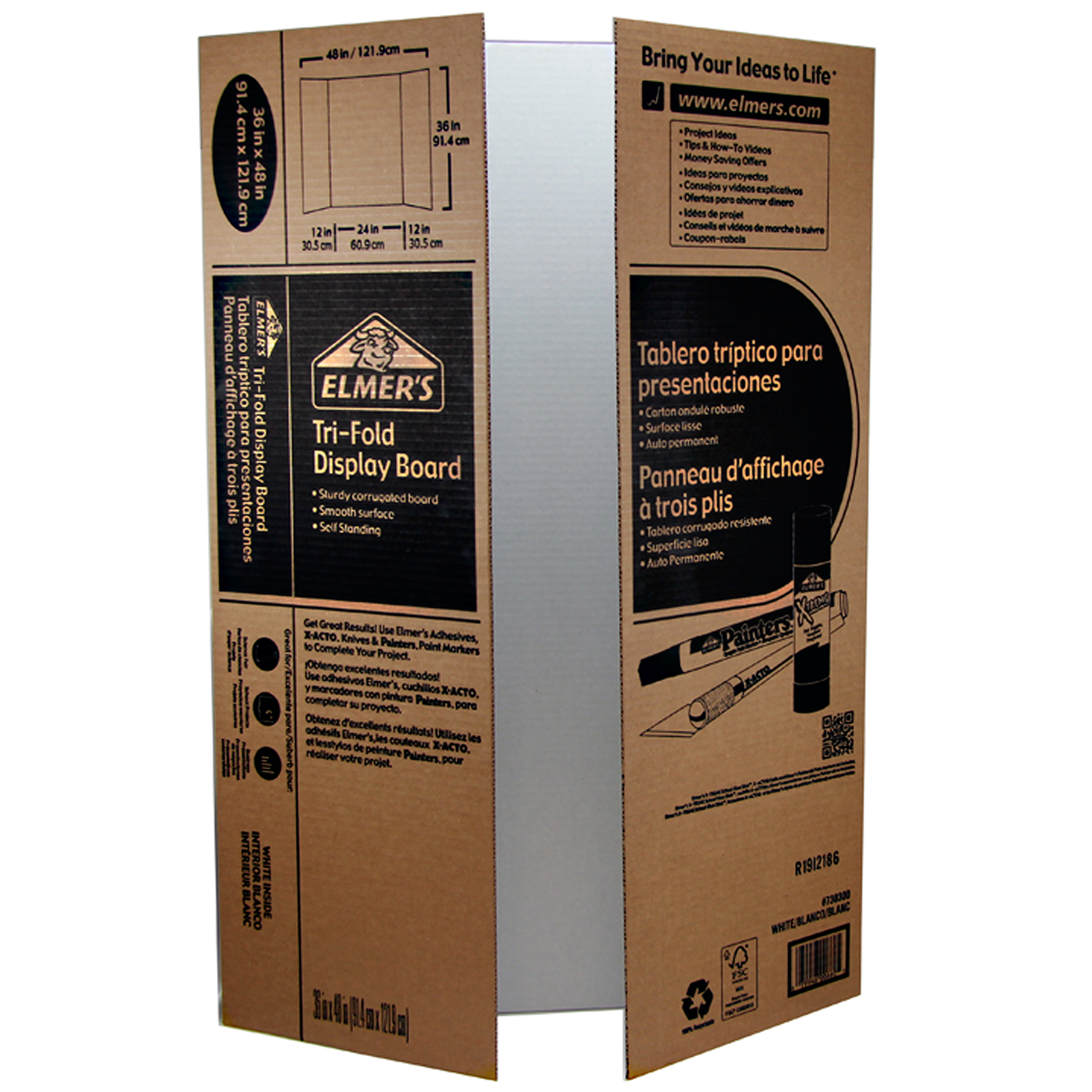 Elmer's® Corrugated Tri-Fold Display Board White