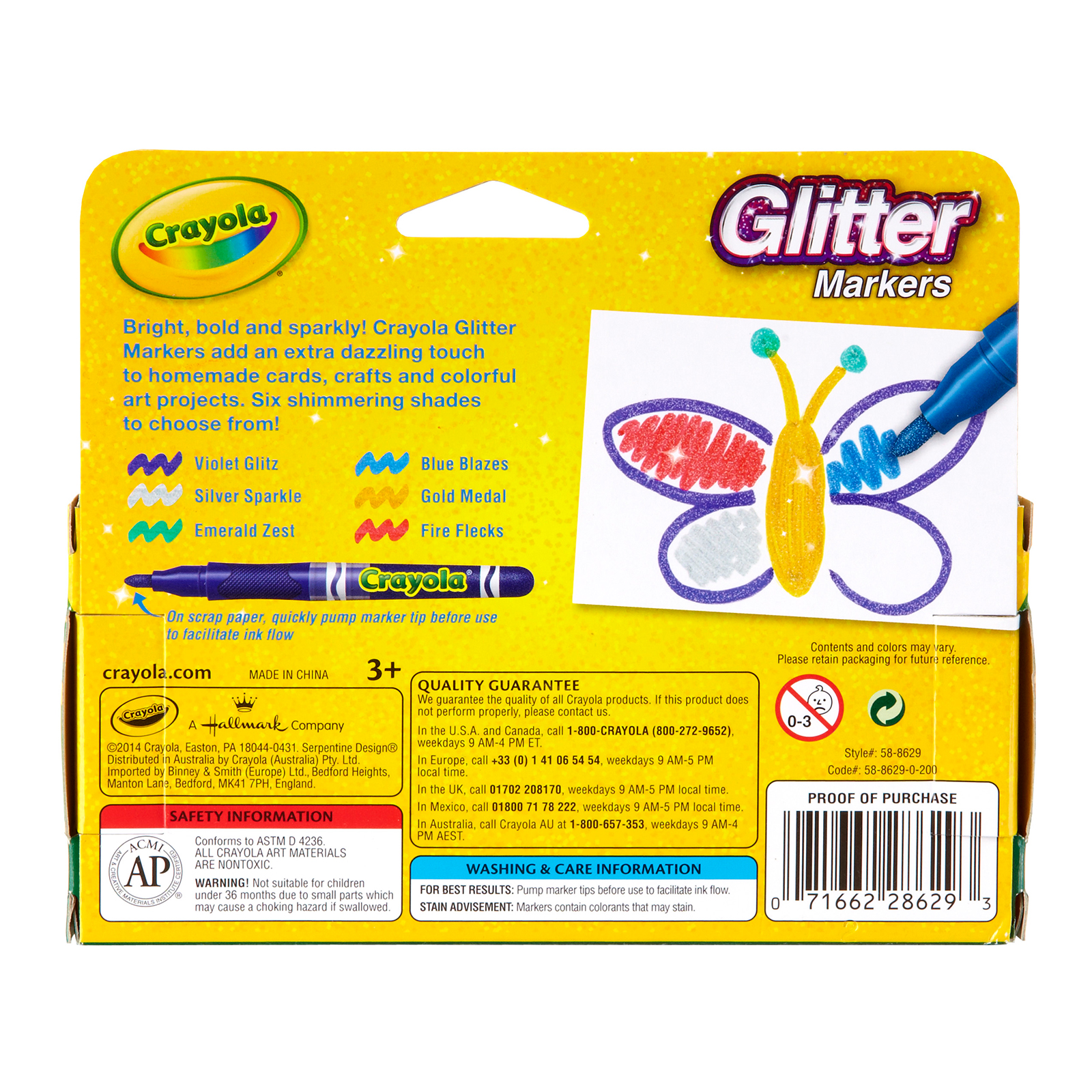 Crayola® Glitter Markers, 6 Count