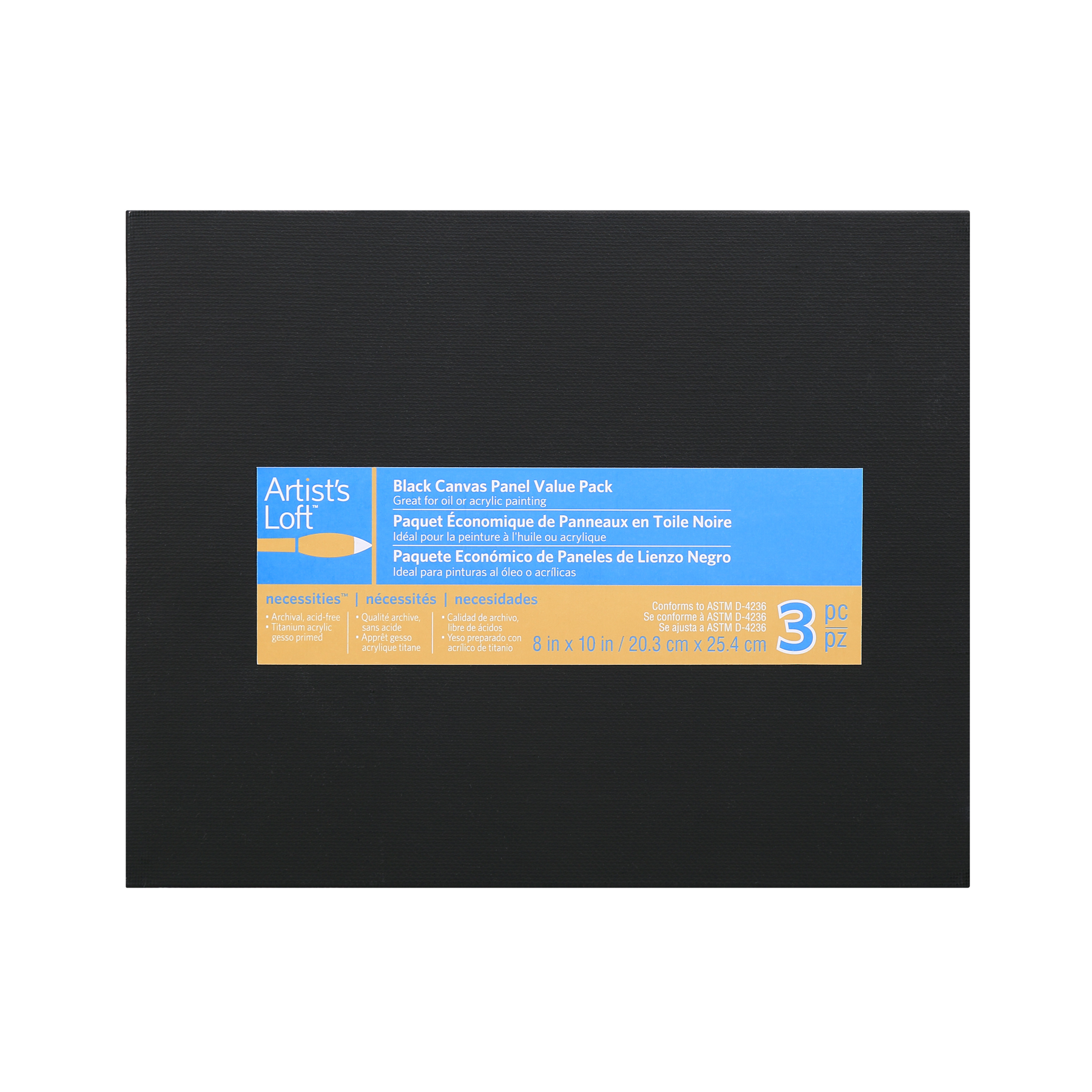 Artist's Loft® Necessities™ Black Canvas Panel Value Pack, 8" x 10"