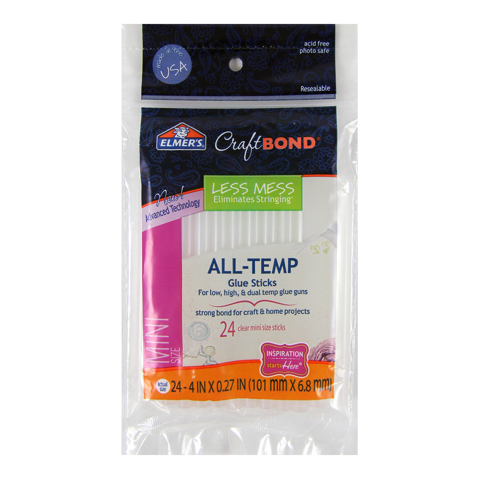 Elmer's CraftBond Less Mess All-Temp Glue Sticks, Mini