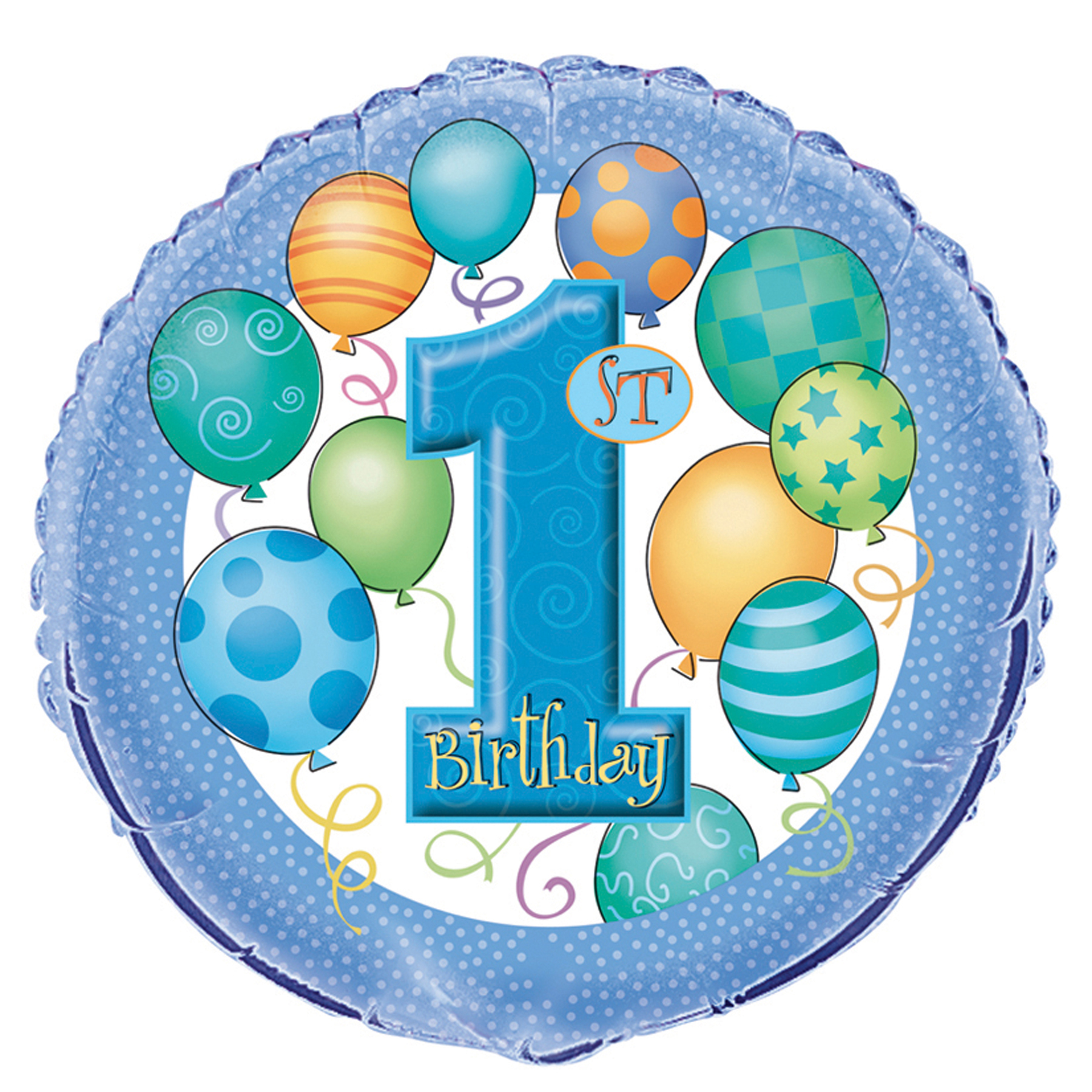 Foil Blue Balloons 1st Birthday Balloon, 18"