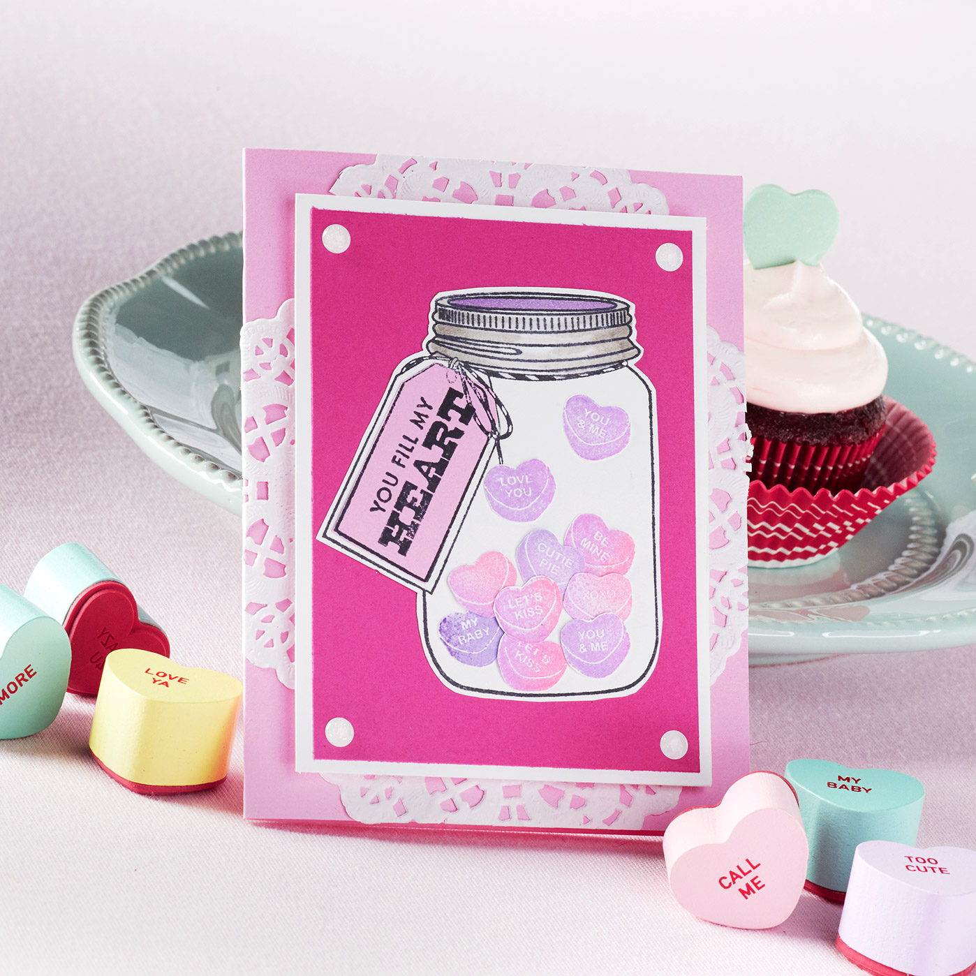 Mason Jar Hearts Valentine's Day Card