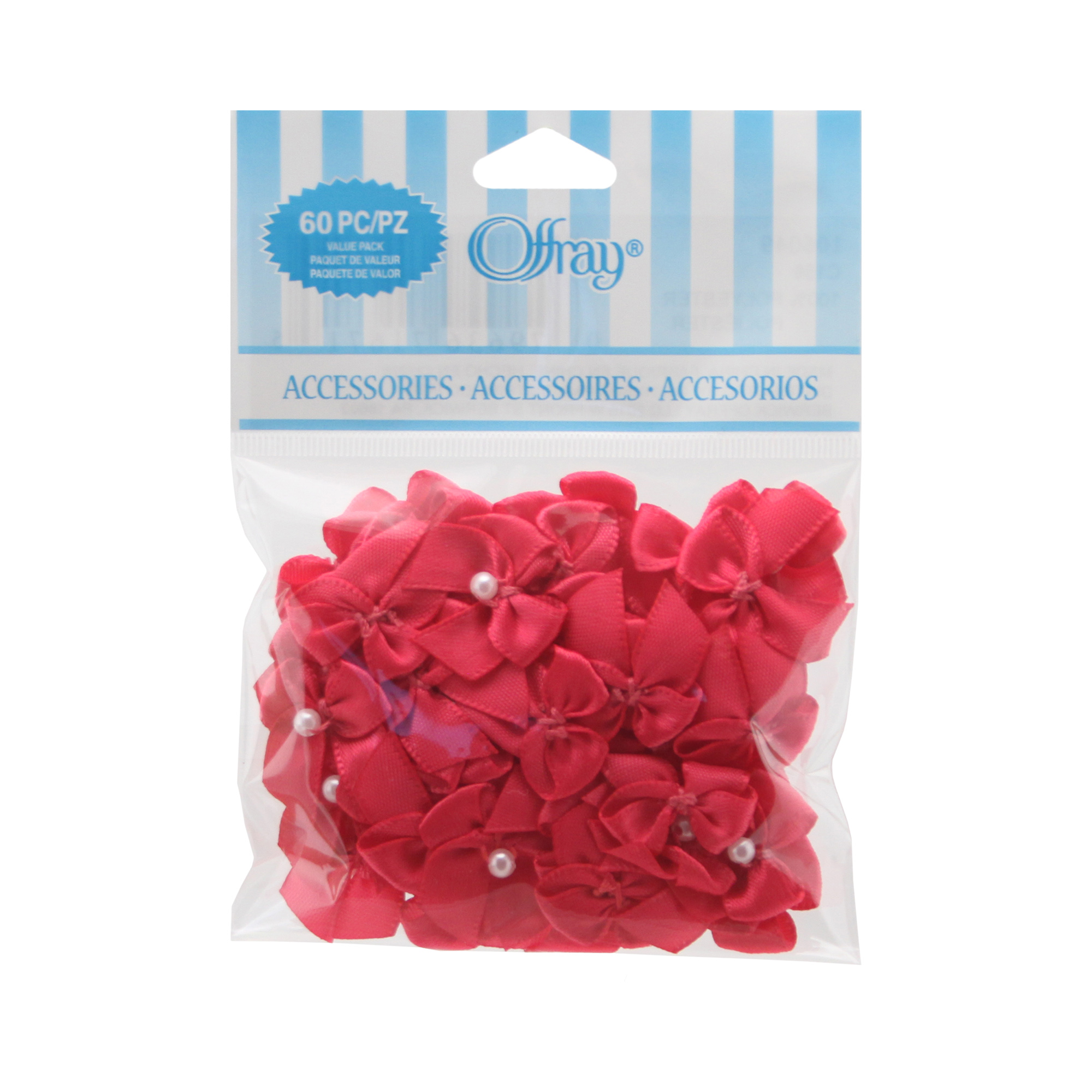 Offray Bows with Pearls Value Pack, Hot Pink