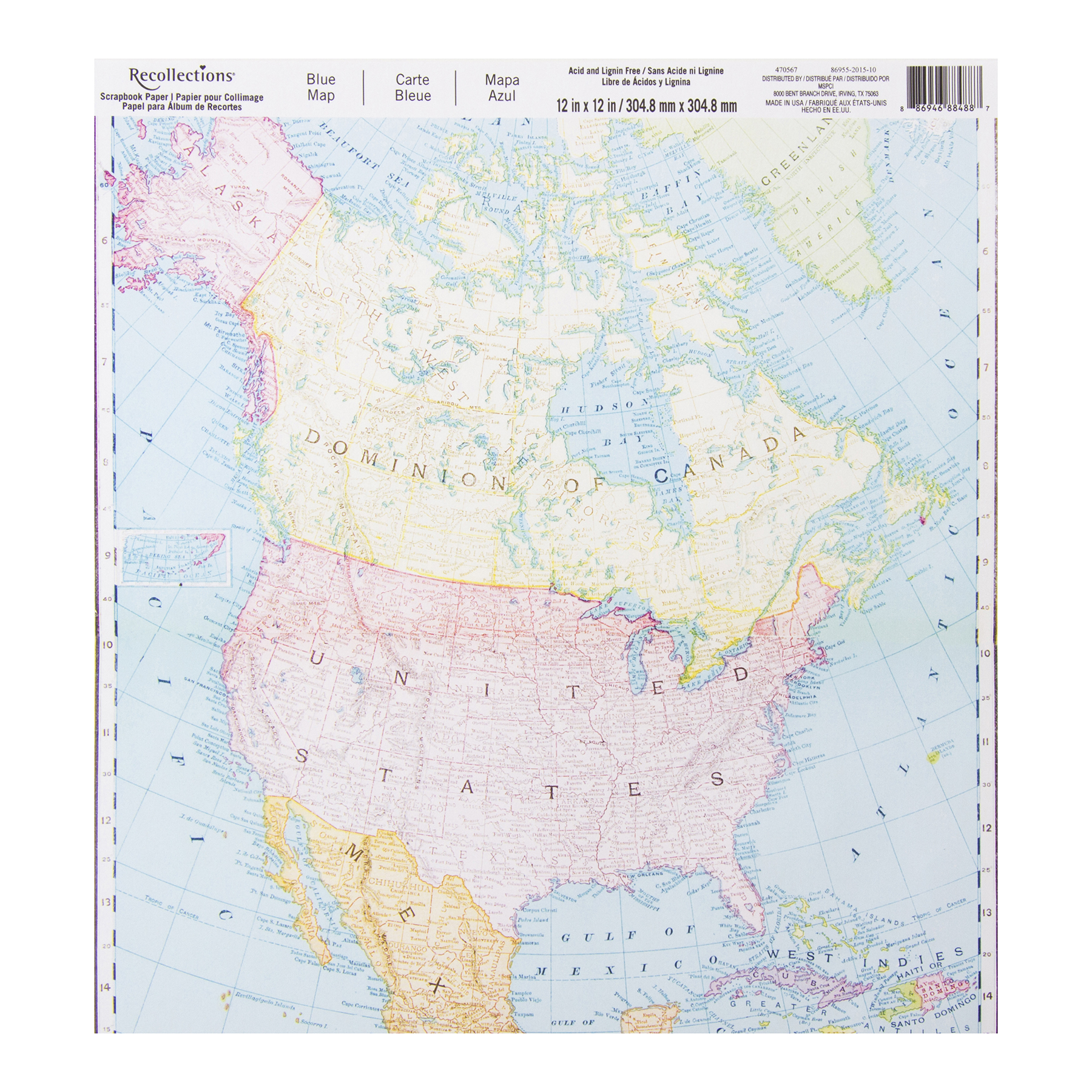 Blue Map Scrapbook Paper by Recollections®