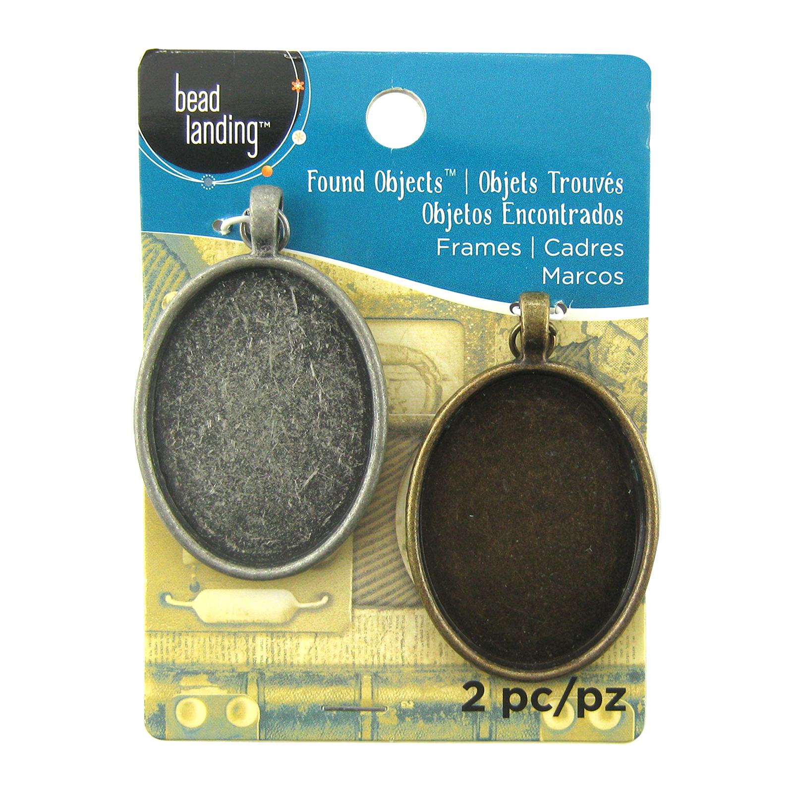 Buy the Found Objects™ Silver & Gold Oval Frame Pendants by Bead