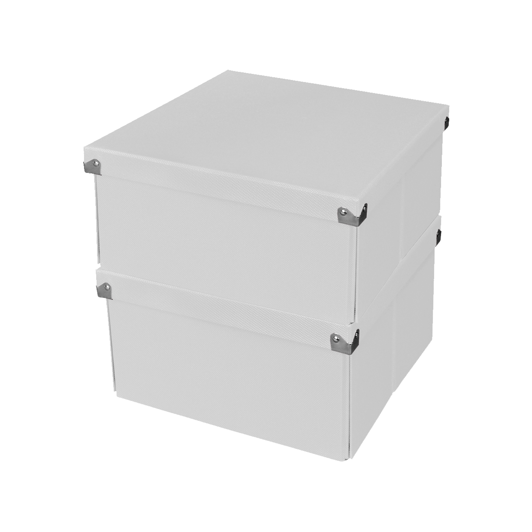 Pop n' Store Medium Square Box 2-Pack, White, Stacked
