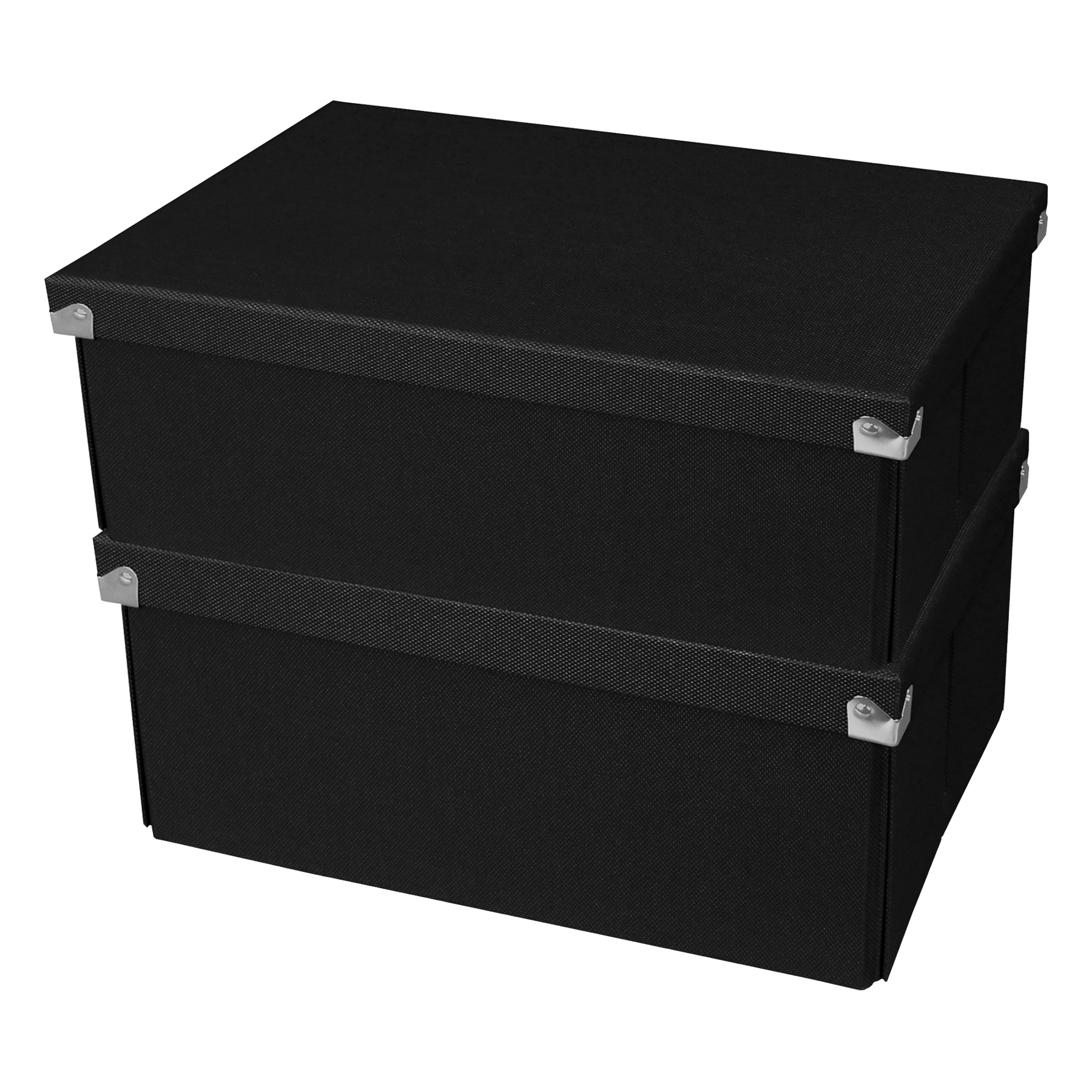 Pop n' Store Medium Document Box 2-Pack, Black, Stacked