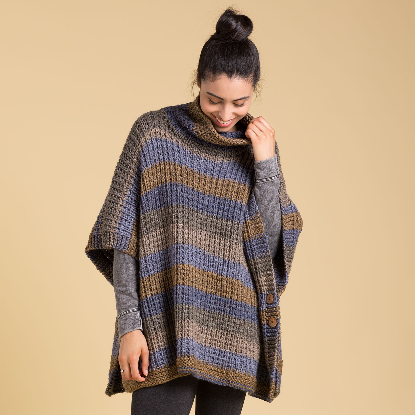 Caron® Tea Cakes™ Cozy Up Knit Poncho in Cornflower