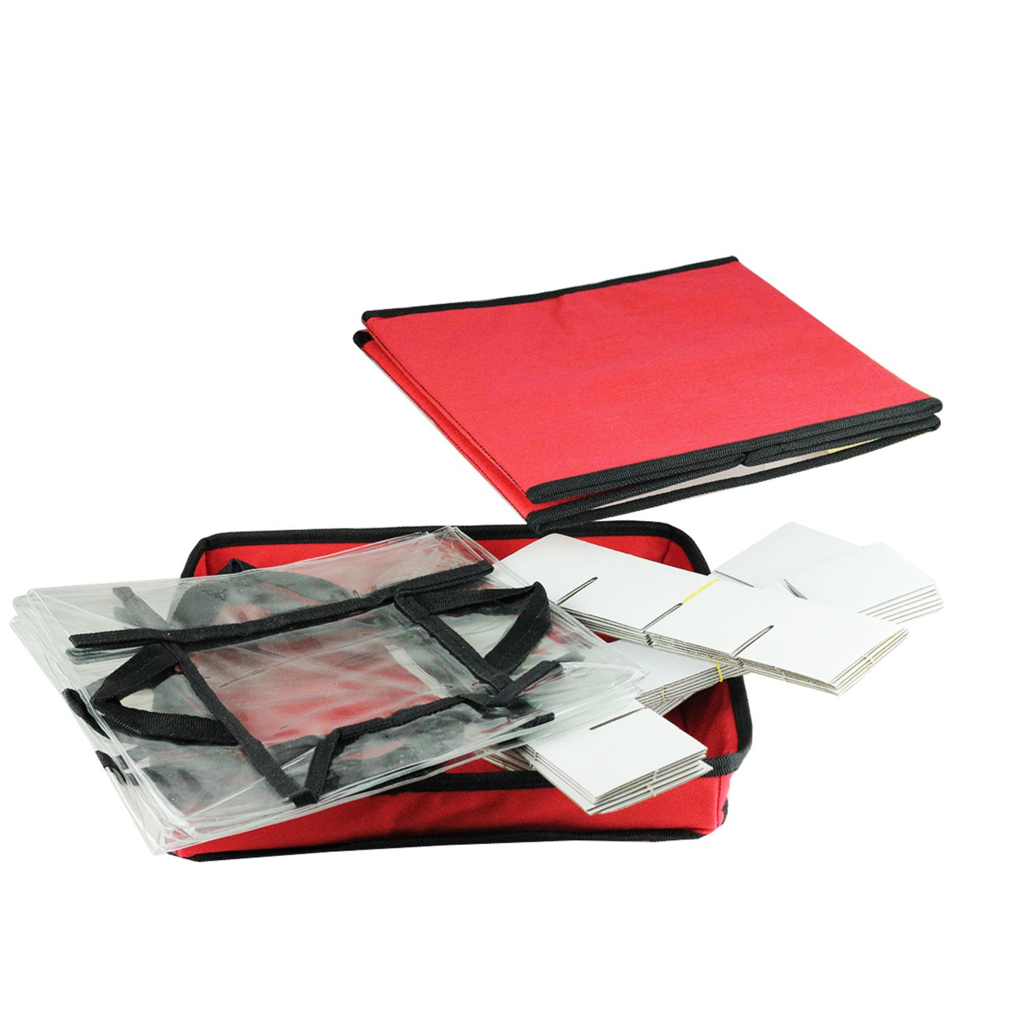 12" Red and Clear Ornament Storage Bag
