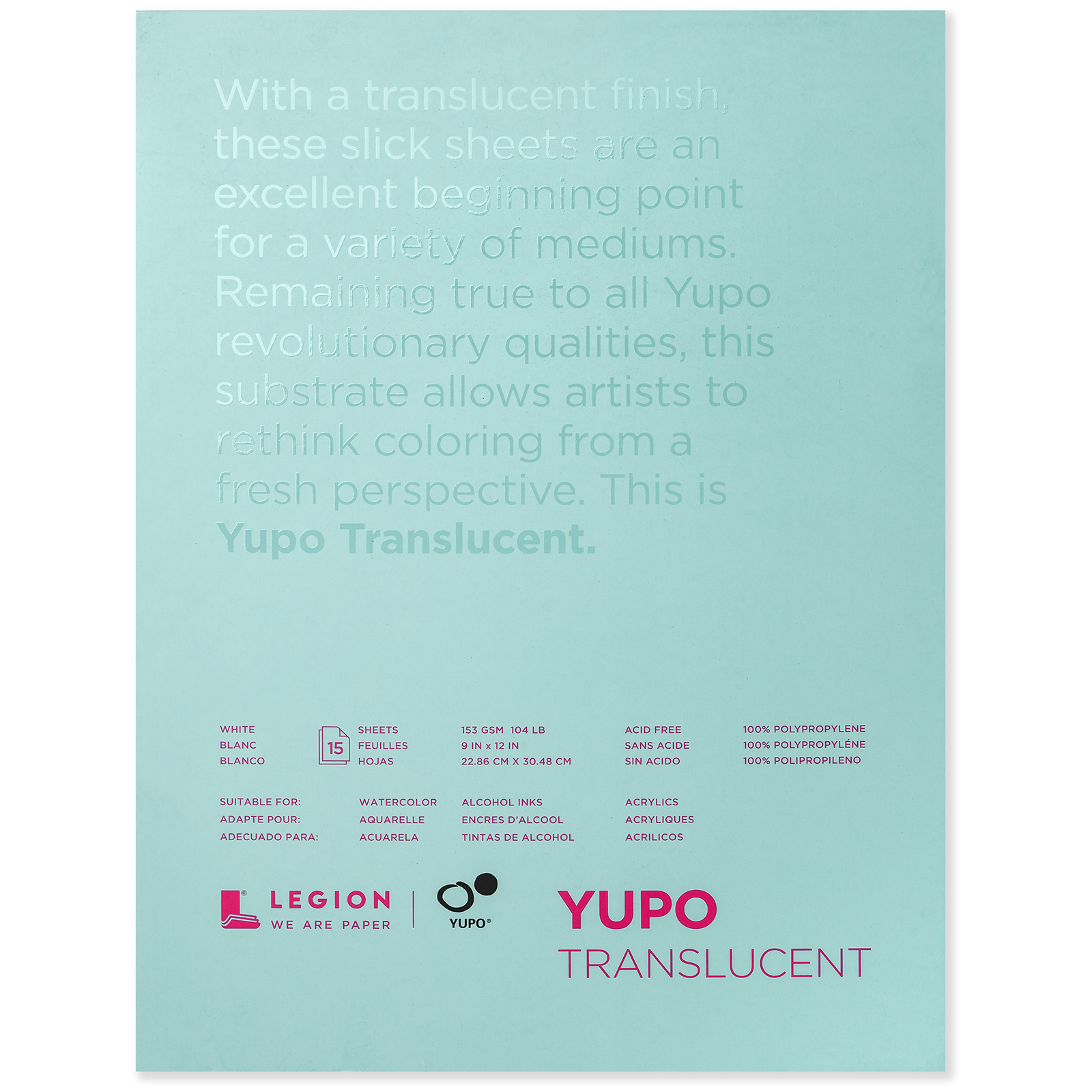 Legion Paper Yupo Translucent Watercolor Pad, 9" x 12"
