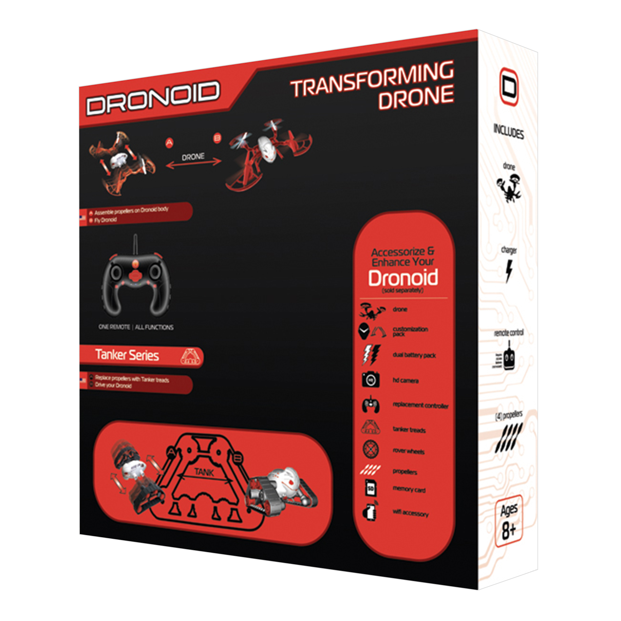 Dronoid Transforming Drone Tanker Series Dual Pack, Cyber Red Box