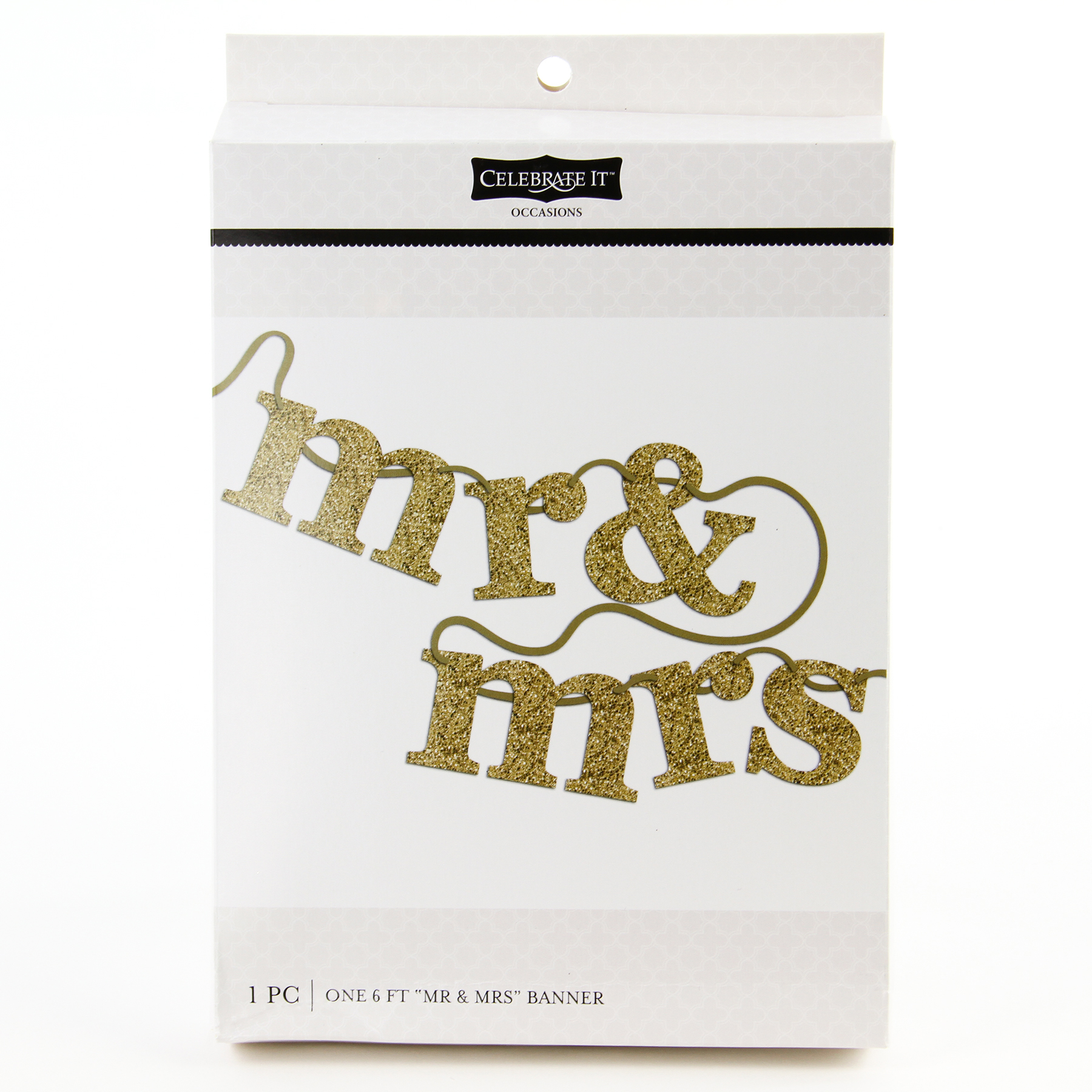 Celebrate It Occasions Mr Mrs Banner Gold Glitter