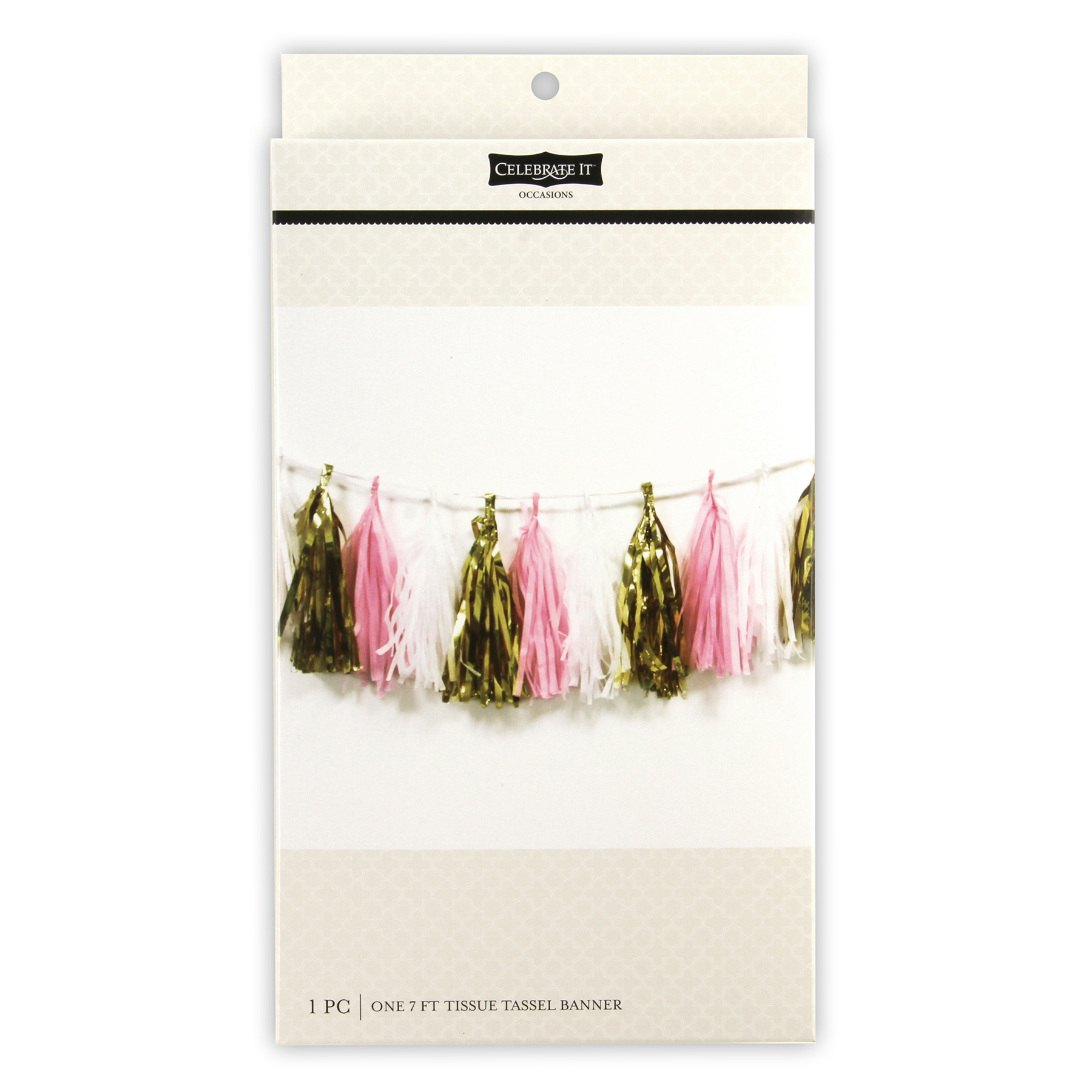 Celebrate It Occasions Tassel Banner Gold Pink White Celebrate It Occasions Tassel Banner Gold Pink White