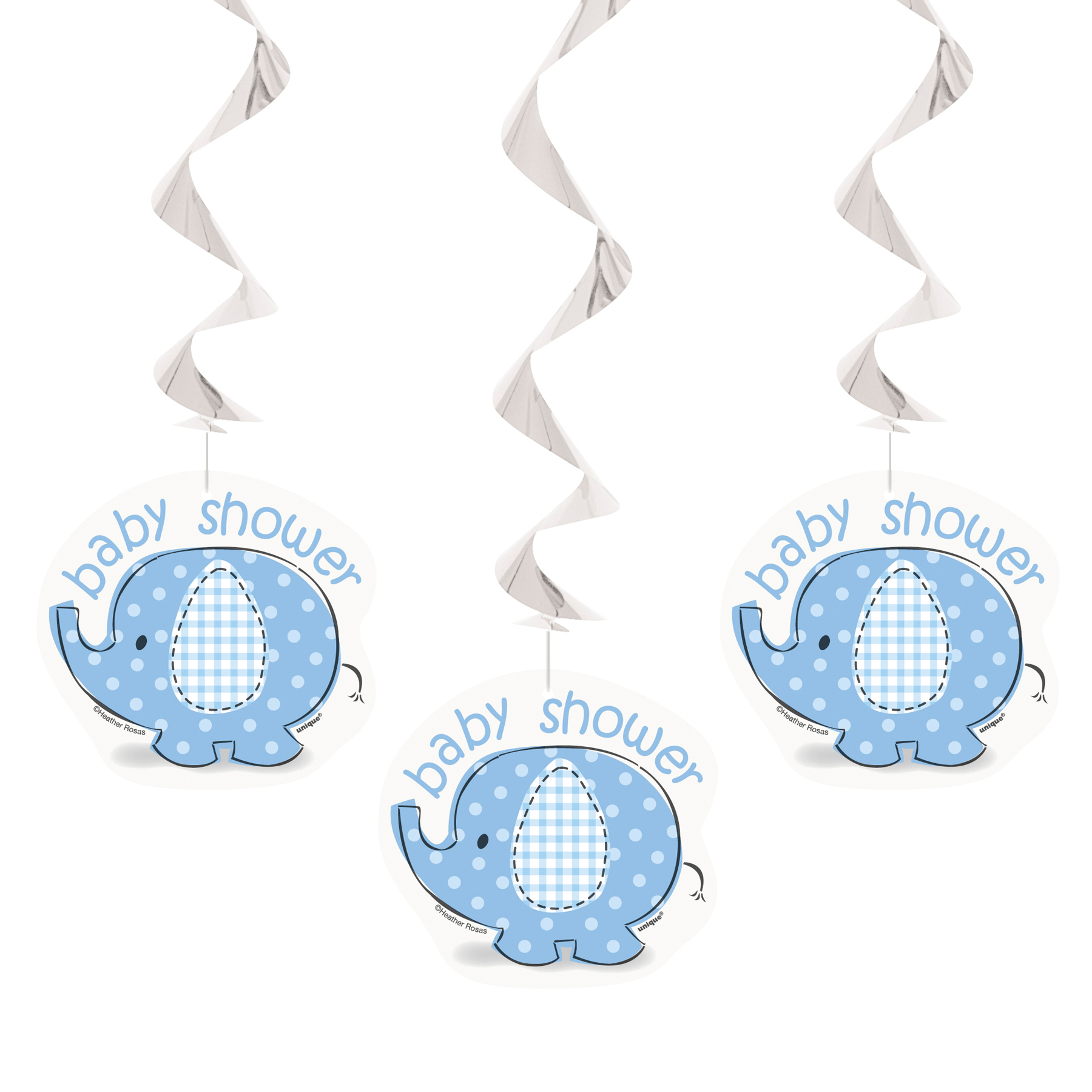 26 Quot Hanging Blue Elephant Baby Shower Swirl Decorations 3ct