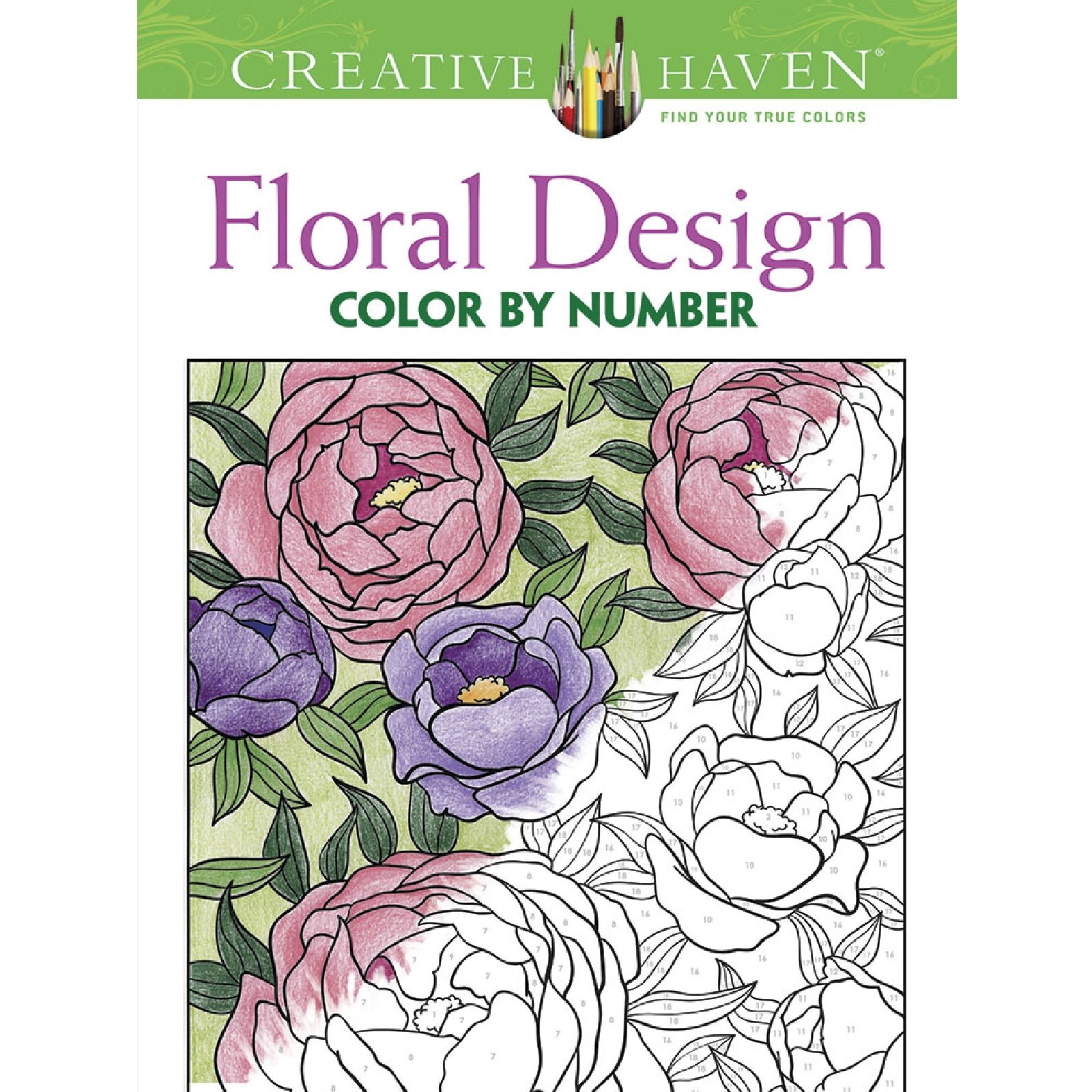 Creative Haven® Floral Design Color by Number Coloring Book