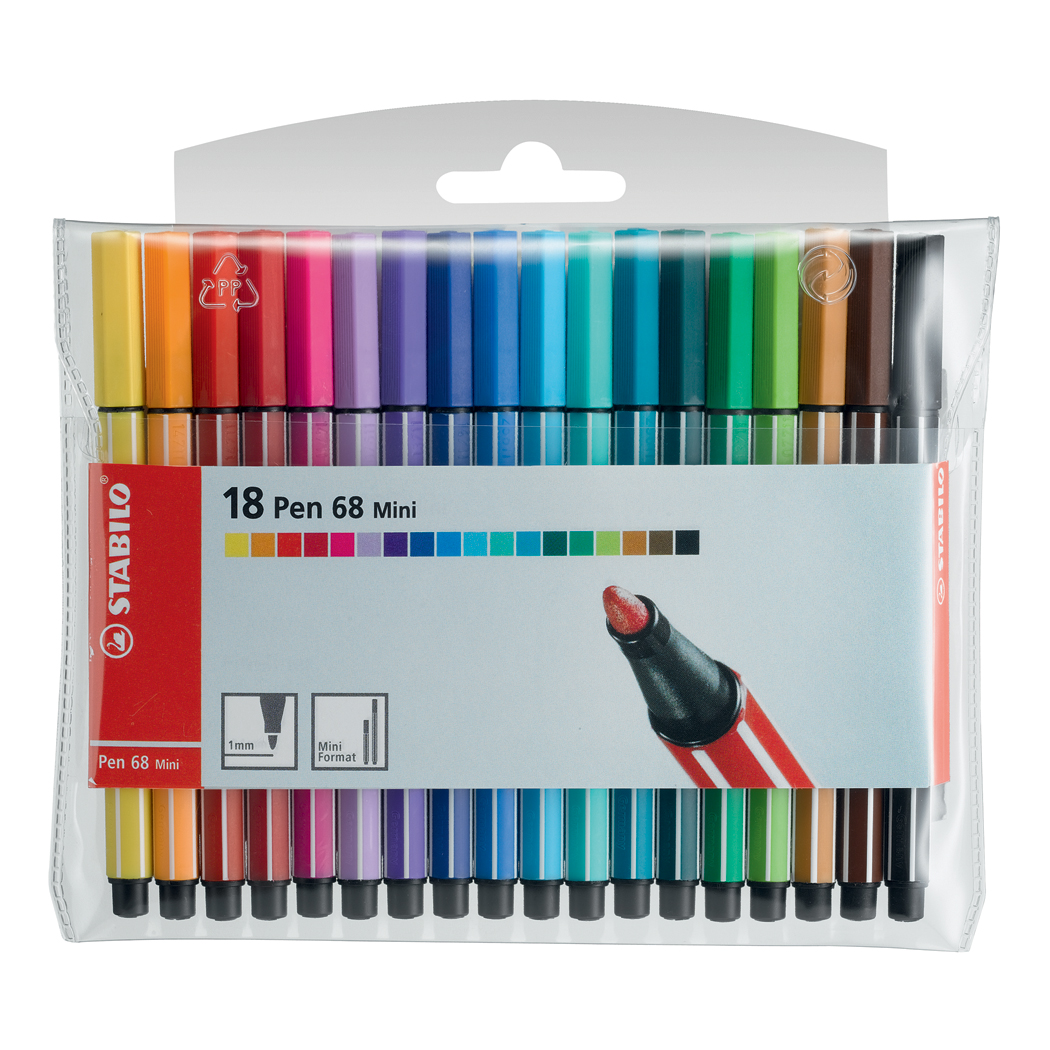 Stabilo - Pen 68 Mini Set - 18-Color Mini Pen 68 Wallet Set