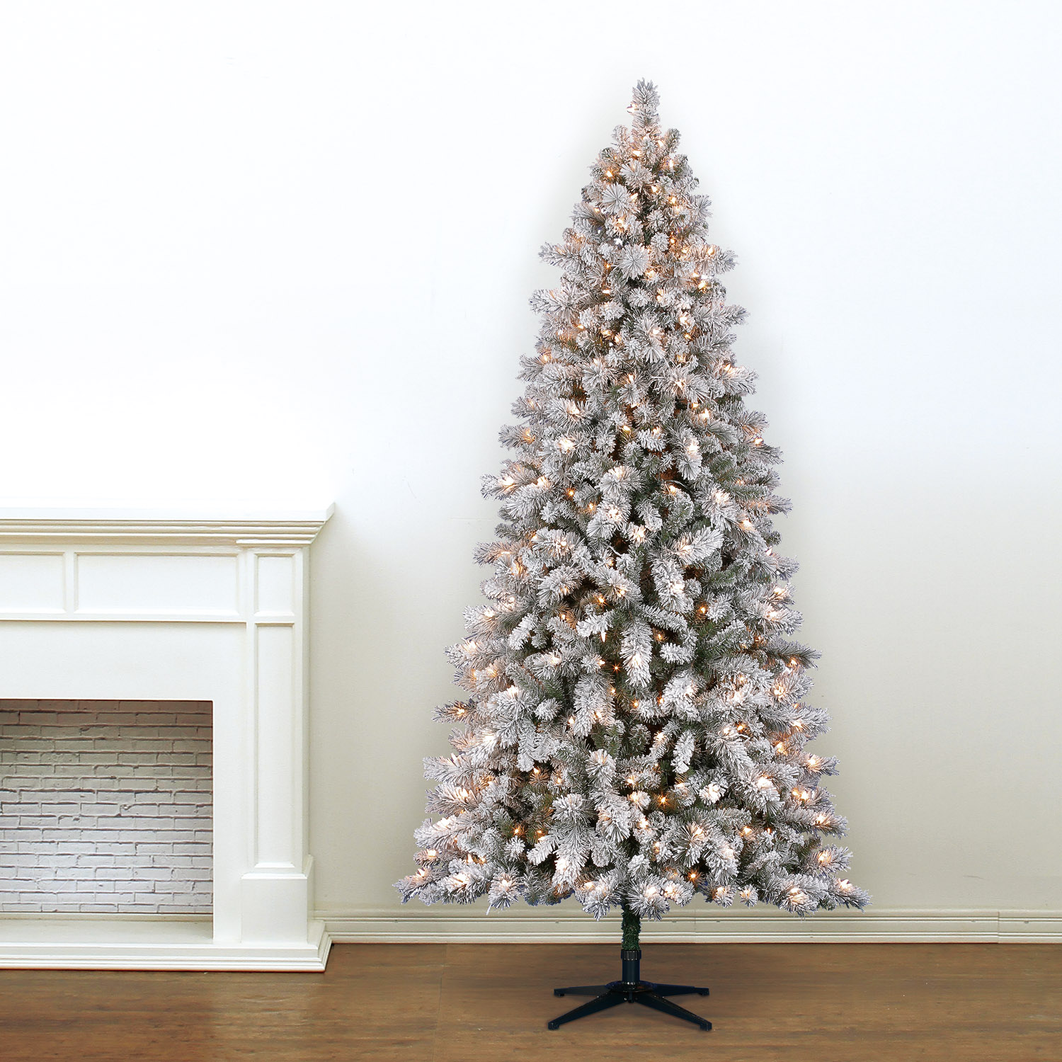 7.5 Ft. Pre-Lit White Full Flocked Vermont Pine Artificial Christmas Tree, Clear Lights by Ashland™