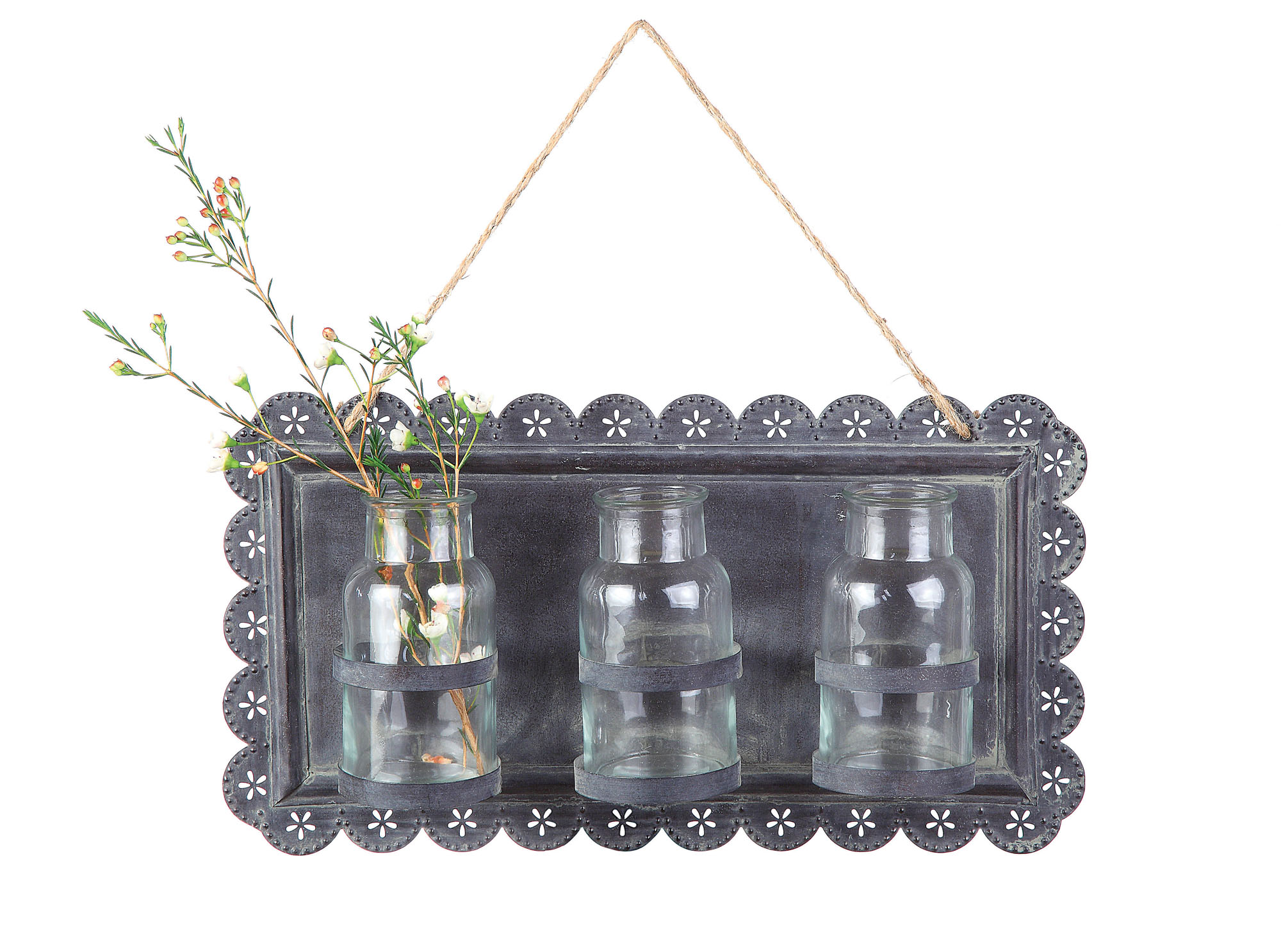 Casual Country Tin Wall Decor w/ Vases