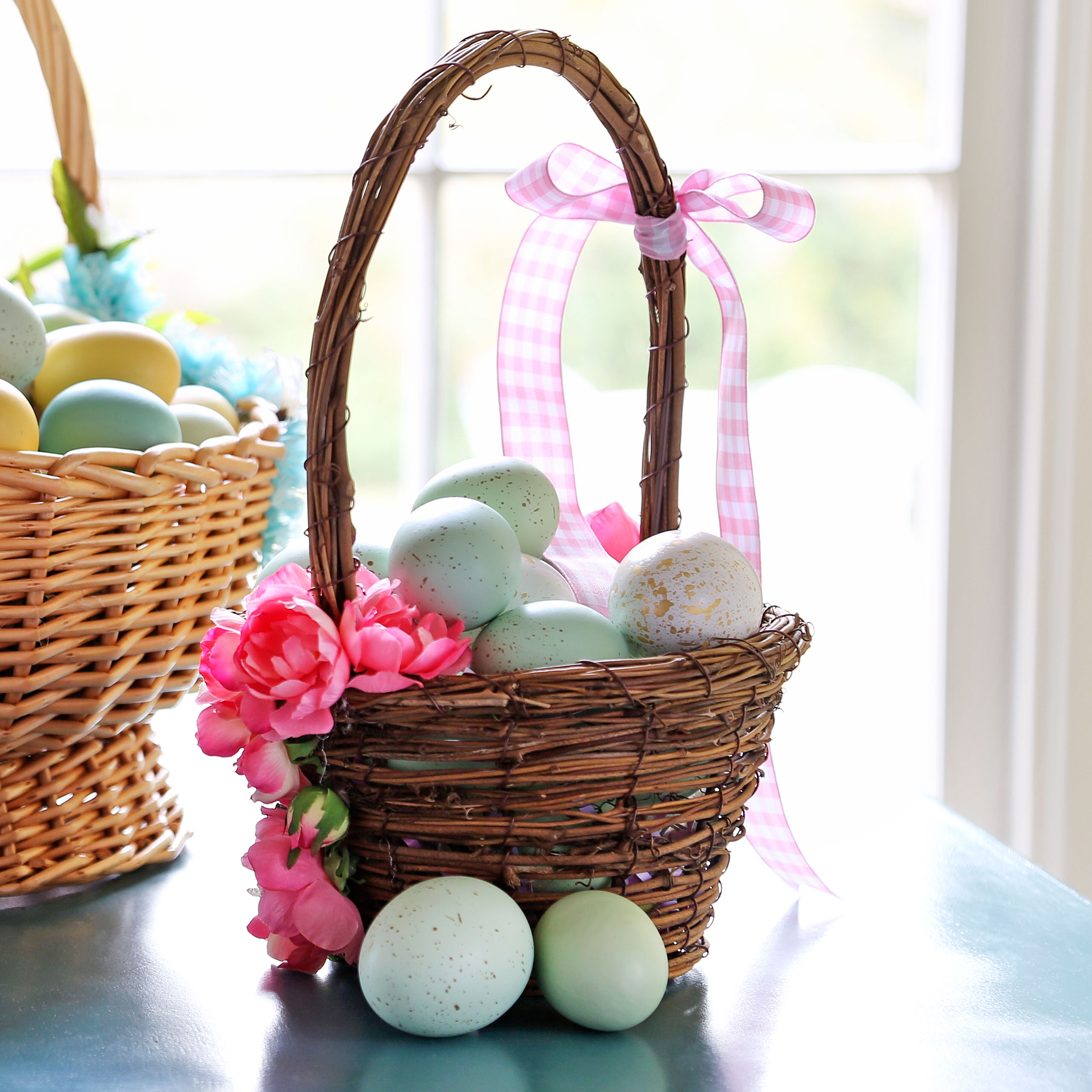 Pink Floral Easter Basket