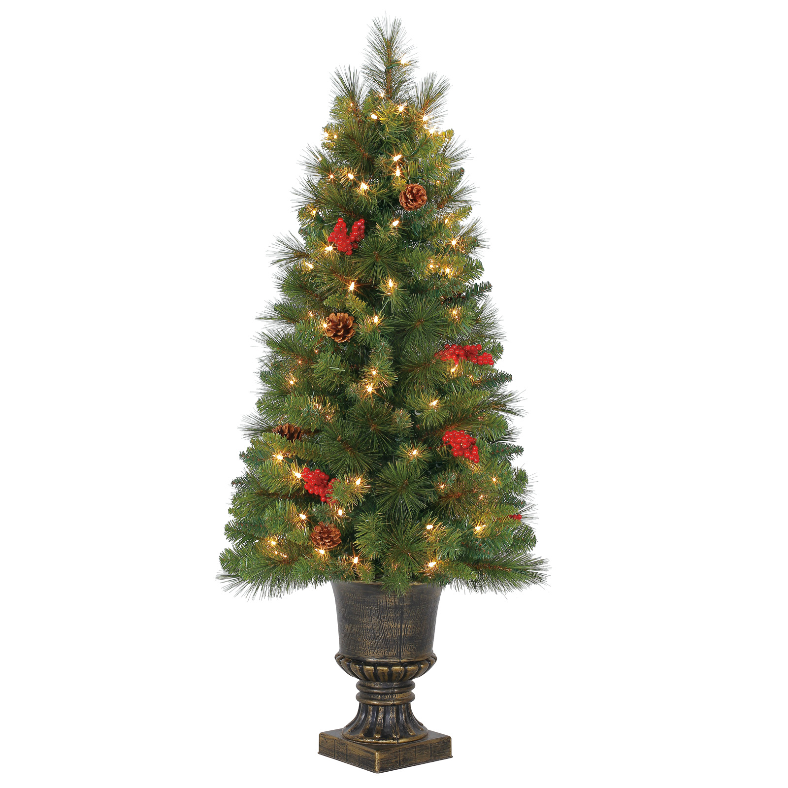 Buy the 4 Ft. Pre-Lit Green Verona Artificial Christmas Tree, Clear ...