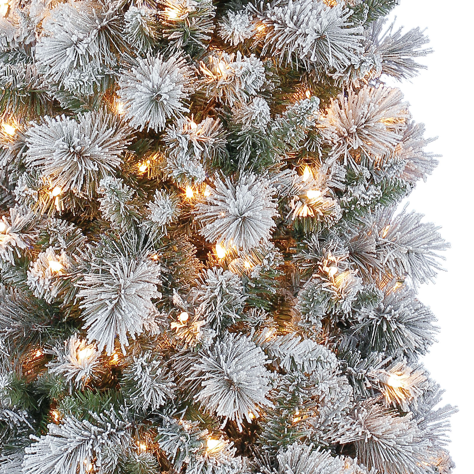 7 Ft. Pre-Lit Mixed Flocked Slim Artificial Christmas Tree, Clear ...